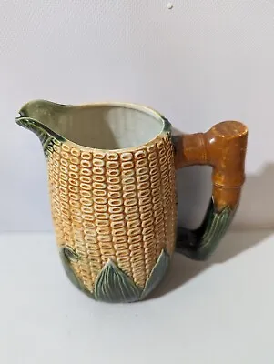 Vintage Majolica Pottery 7” Ear Of Corn Pitcher Jug Creamer Brown Green No Mark • $40