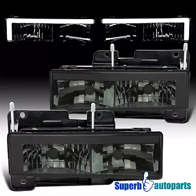 Fit 88-98 Chevy GMC C/K 1500 2500 C10 Sierra Silverado Smoke Headlights LED Bar • $82.75