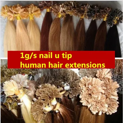 7A 100s U/Nail Fusion Keratin Tip Remy Human Hair Extensions 16 18 20 22 24 26  • $56.87