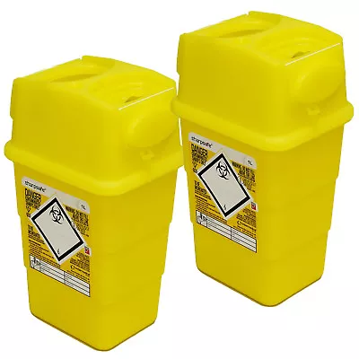 Qualicare Bio-Hazard Sharps Safe Needle Syringe Insulin Waste Bins 1l Twin Pack • £12.09