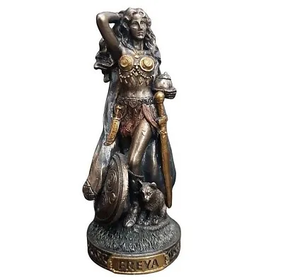 $43 • Buy Freya Mini Statue Bronzed Figurine Norse Mythology Sculpture