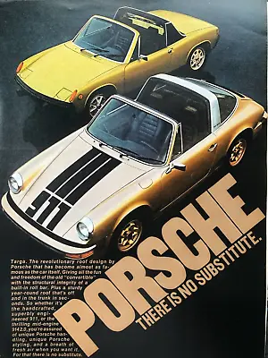 Vintage 1974 911 914 No Substitute Porsche Original Color Ad IP085 • $6