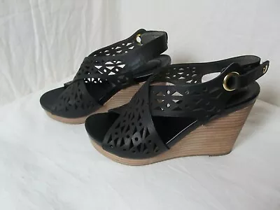 Me Too Women's Black Leather Aubree6 Wedge Heels Size 6M GUC #C1 • $11.99