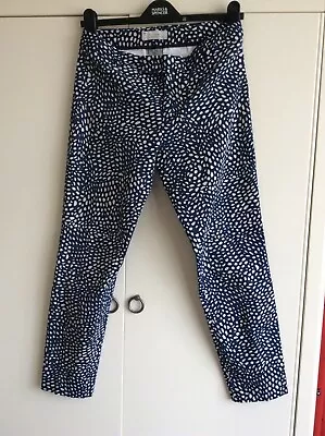 £2.99 • Buy Gap Slim Cropped Blue Mix Mis Shaped Spot Pattern Trousers Size 6 May Fit Size 8