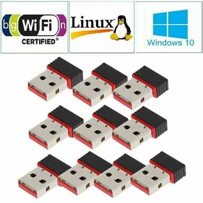 Lot Of 10 Mini USB WiFi WLAN Wireless Network Adapter 802.11 Dongle RTL8188 WIN • $18.88