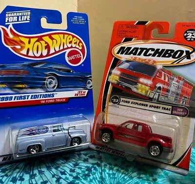 Hot Wheels/Matchbox - 2 Ford Light Trucks - '56 Sedan Delivery/Explorer Sportrac • $1.99