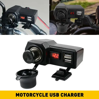 Waterproof Dual USB 12V Motorcycle Handlebar Phone Power Charger Outlet Socket • $13.29