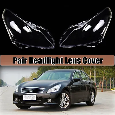 Pair Front Headlight Headlamp Lens Cover For Infiniti G37 Sedan G25 Q40 • $119.50