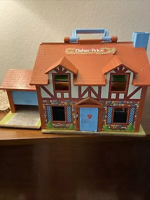 Vintage Fisher Price Brown Tudor House W/bell Little People Family Made In USA • $16