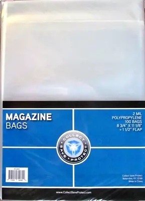 100 Sleeves Magazine Plastic Protector Storage Bags 8 3/4  X 11 1/8  Acid Free • $15.90