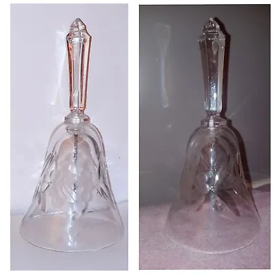 Vintage Crystal Clear Glass Cut Etched Floral Dinner Bell  • $0.99