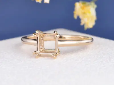 6mm Princess Setting Customize Semi Mount Engagement Ring Solid 14k Yellow Gold • $391.99