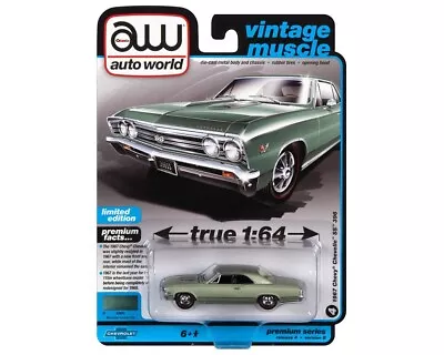 Autoworld 1967 Chevy Chevelle Ss 396 1/64 Mountain Green Poly Awsp116 B • $13.99