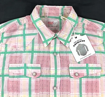 NEW Levis Vintage Clothing Shirt Mens XS Shorthorn Pearl Snap Western LVC I5 • $69.99