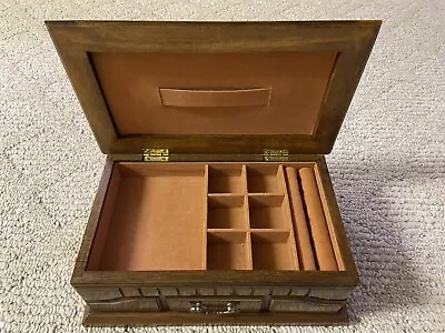 Vintage 1987 Wooden Jewelry Box Medium Size With One Drawer And Ring Holder • $19.99