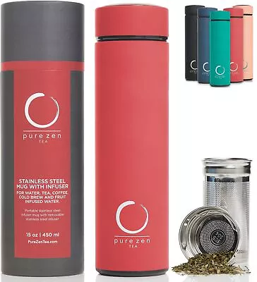Pure Zen Insulated Tea Thermos With Infuser - For Tea Coffee And Fruit-Infus... • $44.34