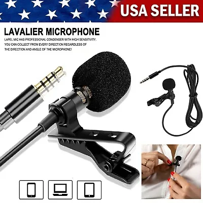 Clip-on Lapel Mini Lavalier Mic Microphone 3.5mm Jack Mobile Phone PC Recording • $6.99