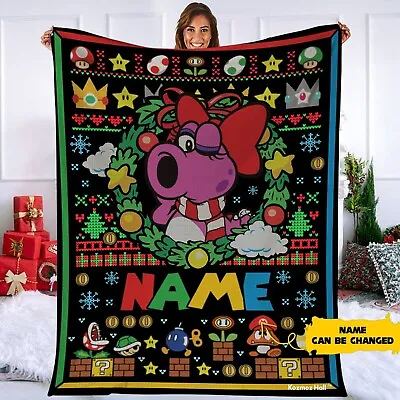 Super Mario Birdo Ugly Christmas Blanket  Mario Luigi Bowser Ugly Blanket  Mario • $54.98