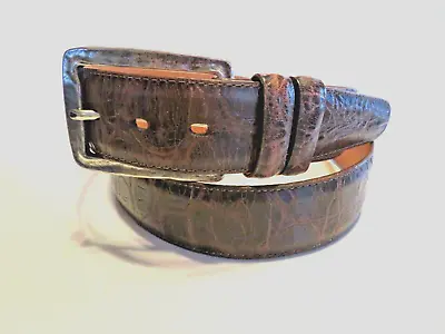 Martin Dingman Textured Leather 1 1/4  Wide Matte Brown  SZ 36  Belt Leather 48 • $24.99