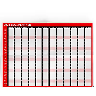 2024 YEAR PLANNER Unmounted CALENDAR FULL YEAR  - A4 A3 A2 A1 • £2.99