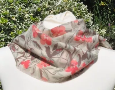 Scarf In Liberty Varuna Wool Flowers Cream Green Coral Pink Viola • £19.99