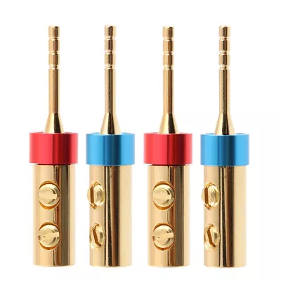 4pcs Banana Plugs 2mm Pin Audio Speaker Cable Connector Gold Pated Red Copper • $7.26