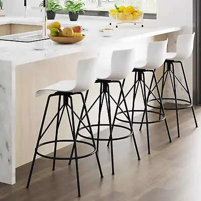 24  Swivel Bar Stools Set Of 4 Modern White Barstools With Backs Kitchen Counter • $258.77