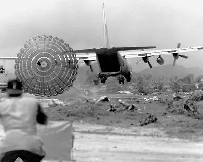 Lockheed C-130 Hercules Aircraft Delivering Supplies 8x10 Vietnam War Photo 256 • $7.43