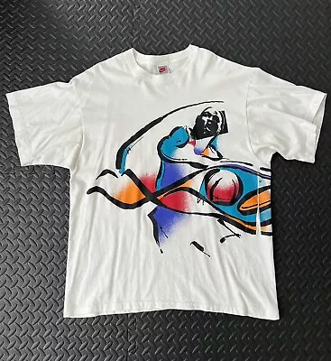 Vintage Nike Grey Tag Jordan Wraparound Abstract Tee - XL - 🔥 Condition • $99