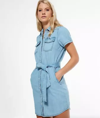 £12.99 • Buy Branded DENIM DRESS UK Size 6 8 10 12 14 16 18 Belted - NEW