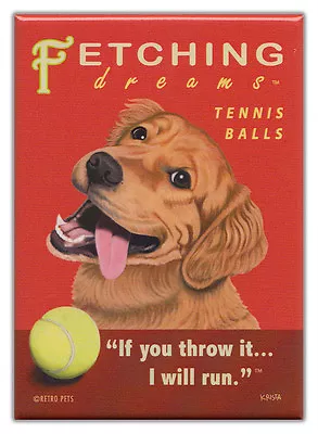 Retro Dogs Refrigerator Magnets: GOLDEN RETRIEVER | TENNIS | Vintage Advertising • $8.99