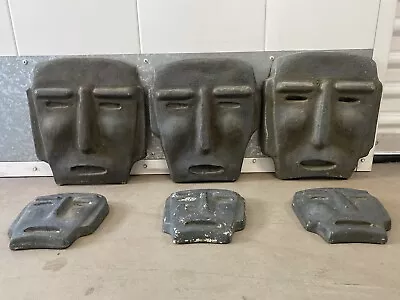 🔥 Vintage Old Mid Century 1960s TIKI Bar L.A. Moai Mask Wall Art Sculptures (6) • $975