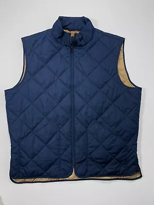 J.Crew Vest Mens XL Authentic Outerwear Blue Quilted Full Zip Sleeveless (310) • $36.95