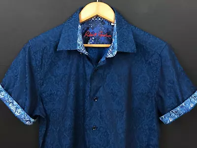 Robert Graham Men's Blue Paisley Short Sleeve Classic Fit Button-Up Shirt Size S • $39.99