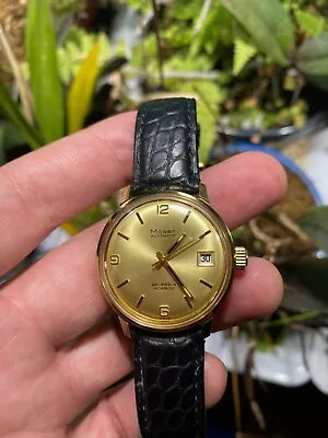 Moser  With Piquerez Compressor Vintage Men Swiss Watch Gold Dial Automatic 34mm • $1995
