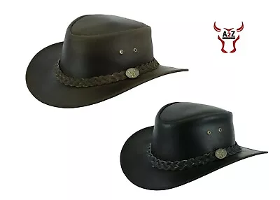 £15.99 • Buy Men's Real Leather Australian Western Cowboy Style Crazy Horse Bush Hat