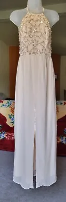 Women's Aidan Mattox Full-Length Elegant Formal Prom Wedding Dress Tan Size 4 • $14