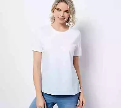 $16.30 • Buy Denim & Co. Dip Dye Perfect Jersey Round Neck Knit Top (Stormy Sky, XS) A488238