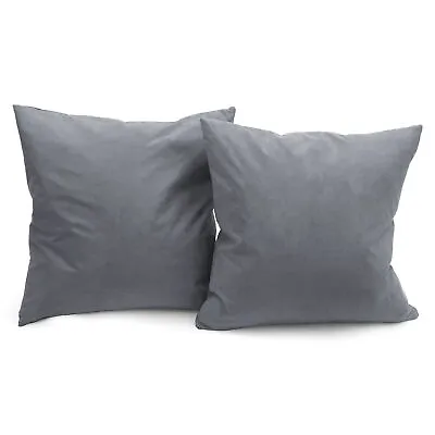 Microsuede Throw Pillows - Down Feather Filled - Modern Dark Grey - Set Of 2 • $39.95