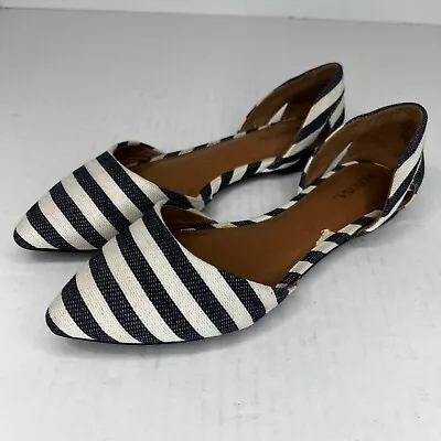 Merona Womens D Orsay Black White Stripe Pointed Toe Slip On Size 7 Flat Shoes • $25.16