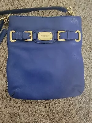 Michael Kors Crossbody Bag Womens Small Electric Blue Leather Hamilton Purse  • $30