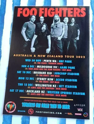 Foo Fighters 2022 Nov/dec Australia Tour -  Laminated Promo Tour Poster - New!!! • $15.95