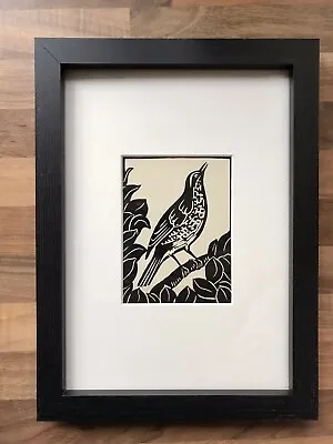 £17 • Buy ‘Song Thrush’- Framed Woodcut Bird By Raphael Nelson, Original, Dated 1940’s