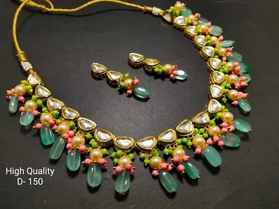 High Quality Ever Green Kundan Meena Jewelry Set Elegant Rajasthani Islamic B • $32.39