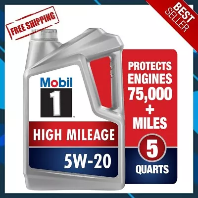 🔥DAILY SALE🔥 Mobil 1 High Mileage Full Synthetic Motor Oil 5W-20 5 Quart • $26.66