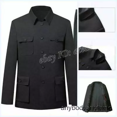 Mens Tunic Jacket Trouser Single Breasted Mao Chinese Suits Coats Pants New 2PC • $82.55