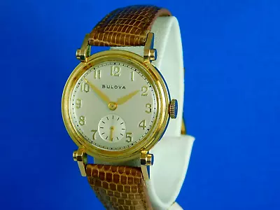 Vintage Bulova His Excellency  Aa  21j 10 Gf Deco Case Mens Wristwatch C.1948 • $195