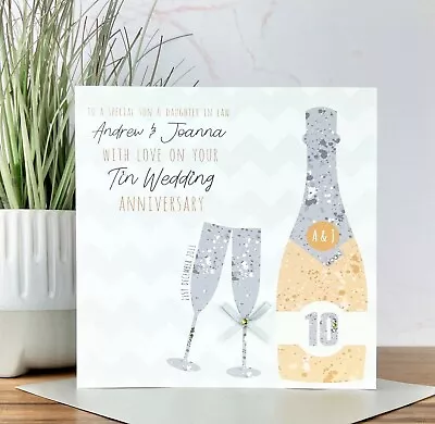 £4.49 • Buy Personalised Handmade Tin/10th Wedding Anniversary Card, Friends, Daughter, Son