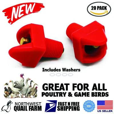 20 Horizontal Poultry Water Nipples Drinker Chicken Waterer Chicks Hen Quail • $15.95