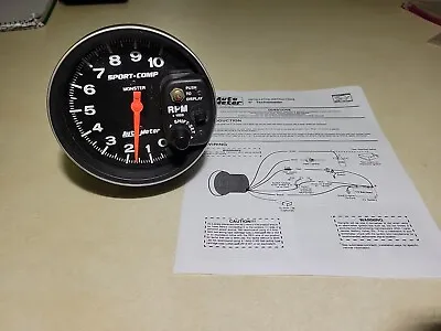 Used Autometer 5  Sport-Comp Pedestal Tachometer Gauge; 10000 RPM Not Tested • $110